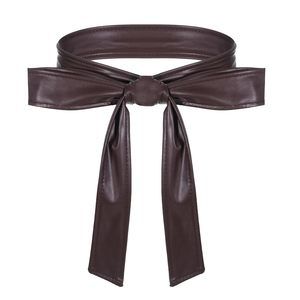 Women Obi Belt, Fashion Pu Wrap Leather 4cm Wide Waist Band 68 Inch For Dress🐼